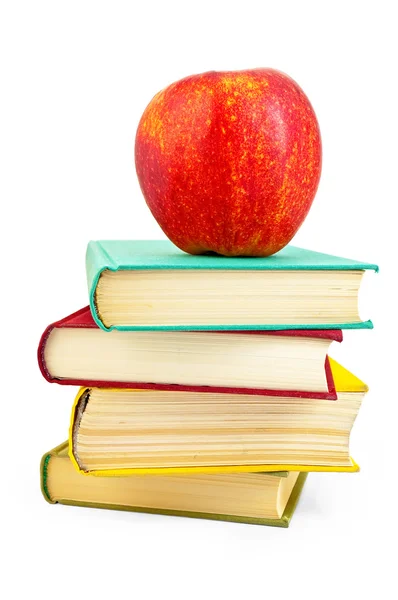 Libri con mela — Foto Stock