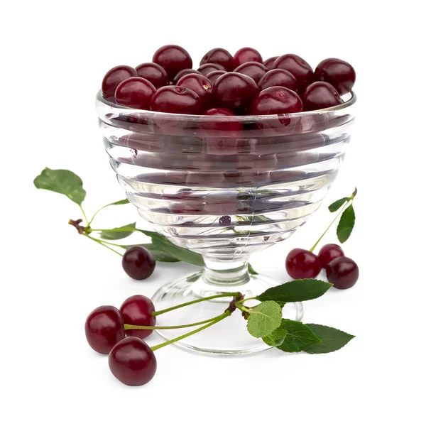 Cherry in a glass bowl — Stock Photo, Image