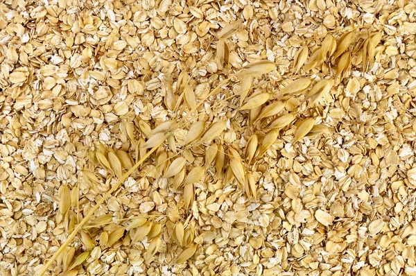 La texture de la farine d'avoine avec une tige d'avoine — Photo