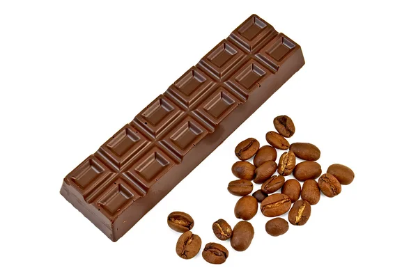 Chocolade met koffiebonen — Stockfoto