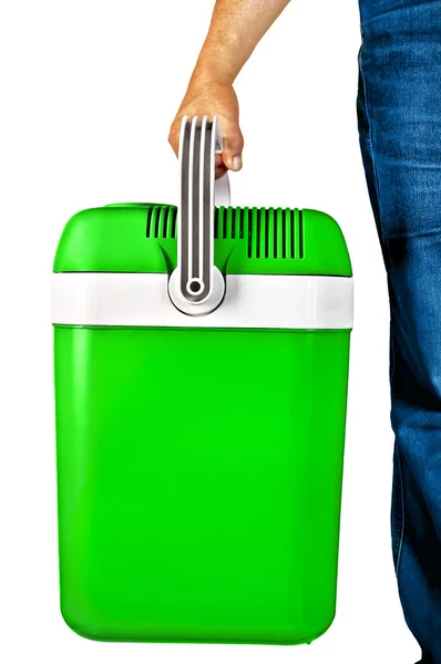 Refrigerador portátil verde para viajes —  Fotos de Stock