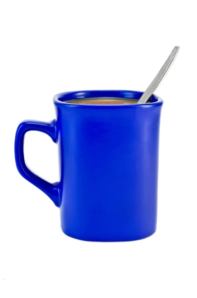 Καφέ με γάλα σε ένα μπλε μπολ — Φωτογραφία Αρχείου
