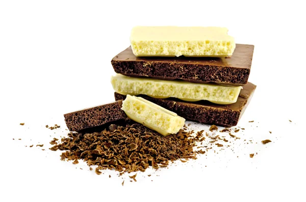 Chocolate white and dark with chips — Stock Photo, Image