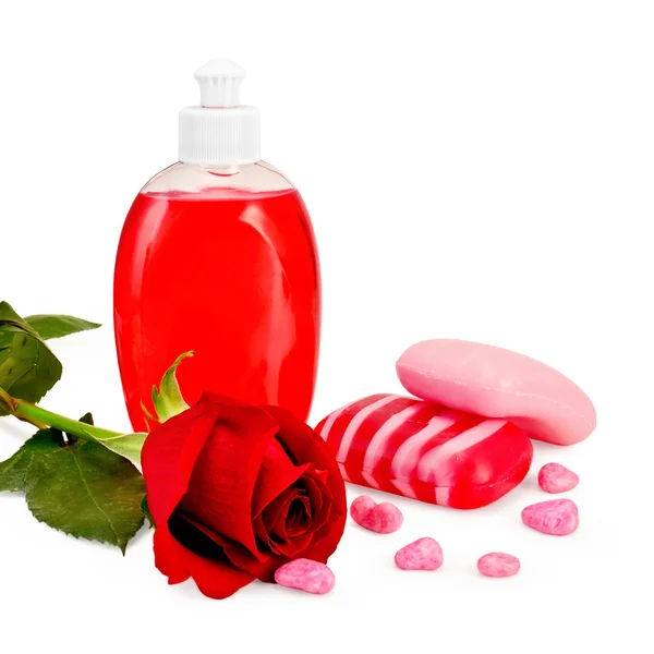 Jabón diferente con rosa — Foto de Stock