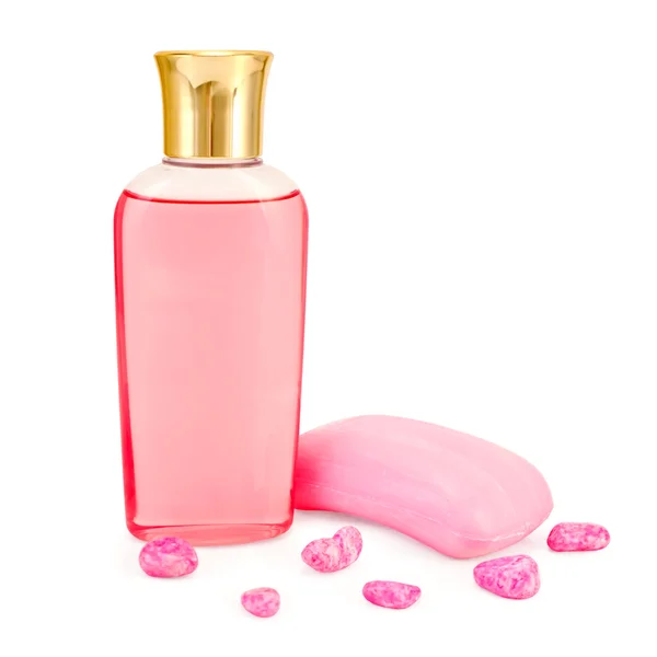 Shower gel and soap pink — Stock Photo, Image