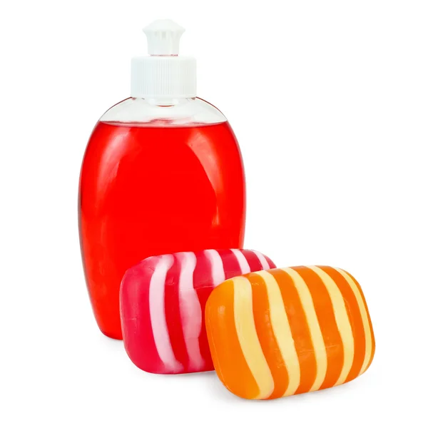 Mýdlo tekuté a pevné — Stock fotografie