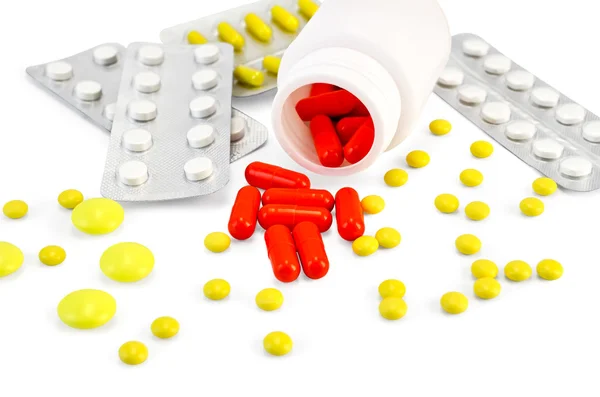 Capsule red with drugs — Stock Photo, Image