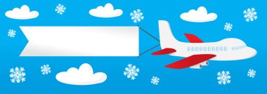 Airplane with banners in the sky clipart