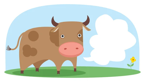 Vector cow in the field. — Stock Vector