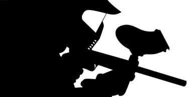 Paintball player in silhouette clipart