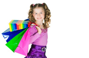 The girl holds many packages clipart