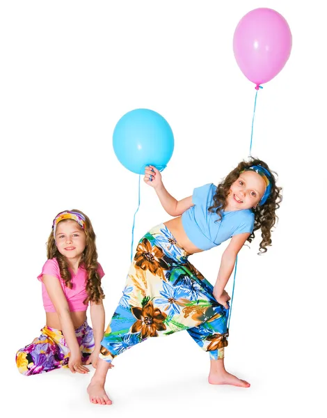 Flickor med ballonger — Stockfoto
