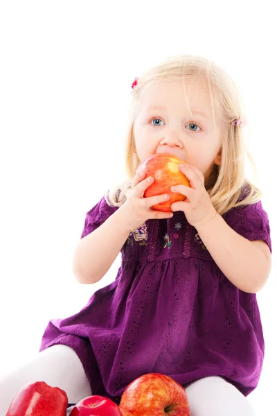 La chica encantadora con manzanas —  Fotos de Stock