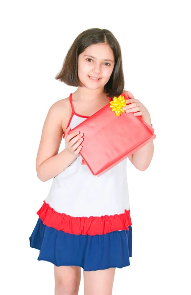 Het meisje met een geschenk — Stockfoto