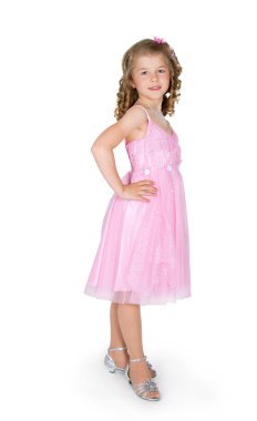 The girl in a pink dress clipart
