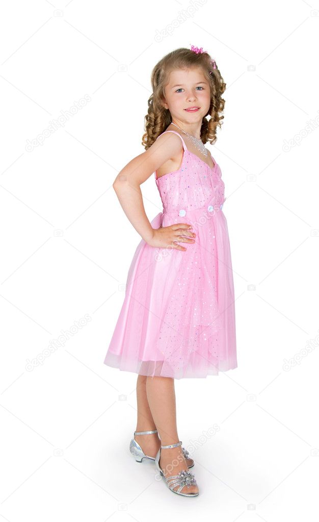 The girl in a pink dress