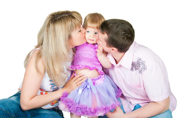 Ouders van het kussen dochter — Stockfoto