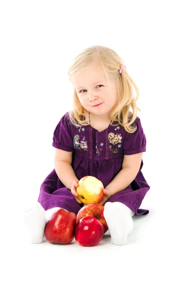 Dziewczyna i jabłko — Zdjęcie stockowe