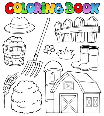 Coloring book farm theme 2 clipart