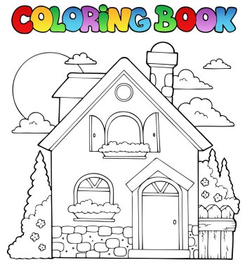 Coloring book house theme image 1 clipart