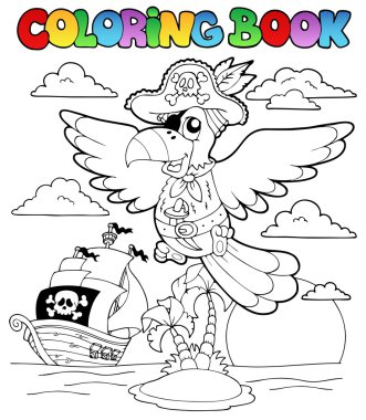 Coloring book with pirate theme 2 clipart