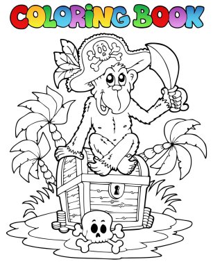 Coloring book with pirate theme 3 clipart