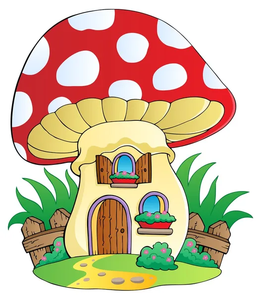 Desenhos animados Cogumelo Casa —  Vetores de Stock