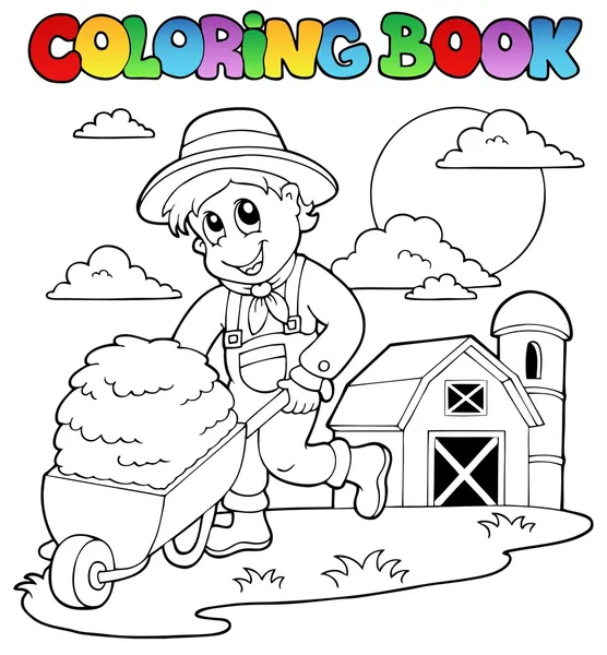 Libro da colorare fattoria tema 3 — Vettoriale Stock