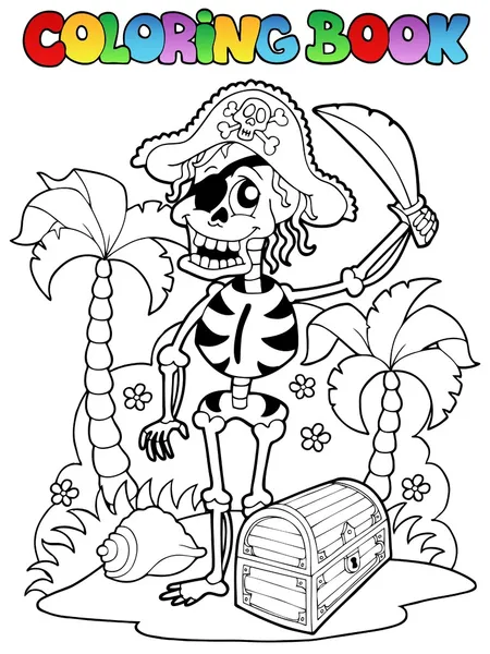 Livro para colorir com tema pirata 1 —  Vetores de Stock