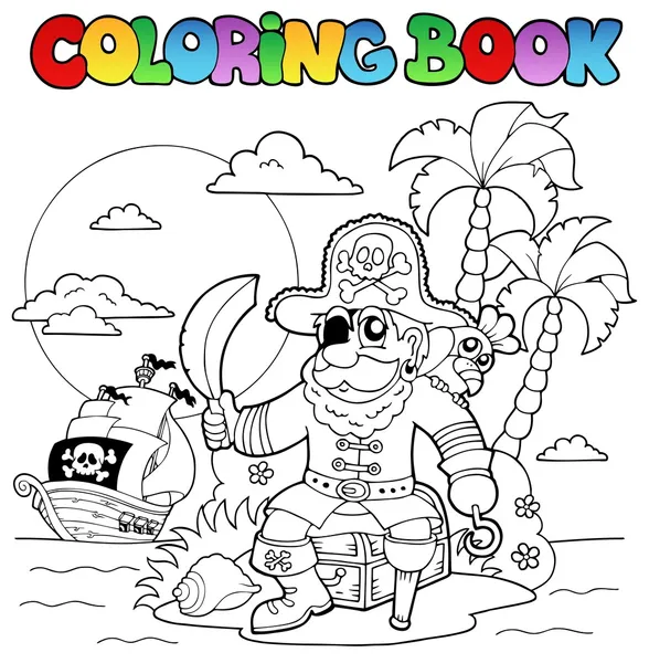 stock vector Coloring book with pirate theme 4