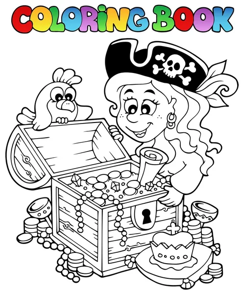 Coloring book with pirate theme 5 — Stock Vector