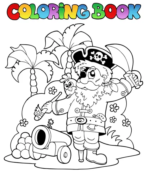 Coloring book with pirate theme 6 — Stock Vector