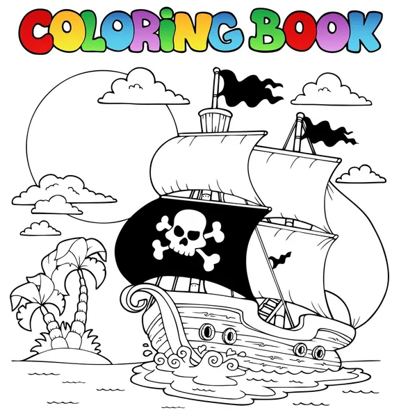 Coloring book with pirate theme 7 — Stock Vector