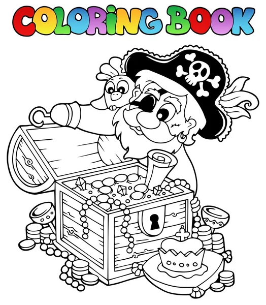 Libro da colorare con tema pirata 8 — Vettoriale Stock