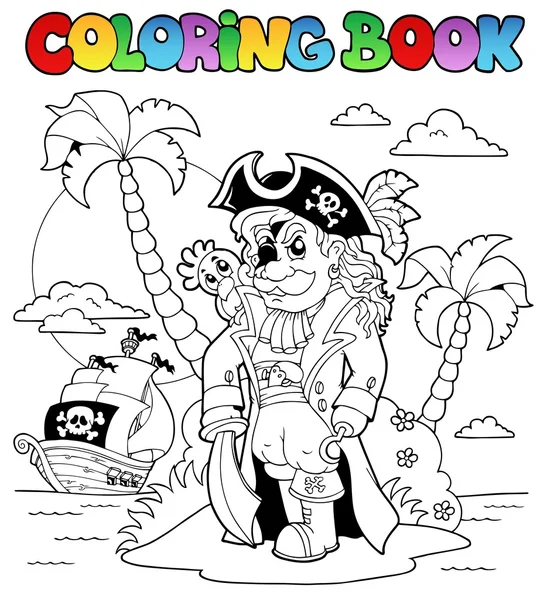 Coloring book with pirate theme 9 — Stock Vector