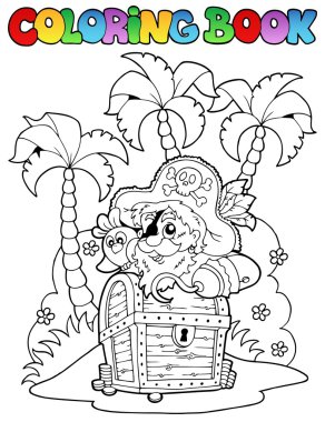 Coloring book with pirate topic 1 clipart