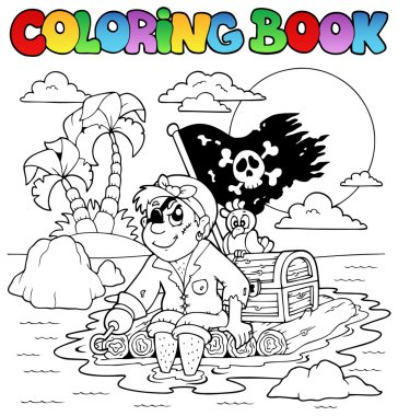 Coloring book with pirate topic 2 clipart