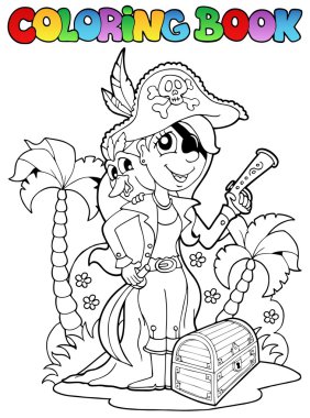 Coloring book with pirate topic 6 clipart