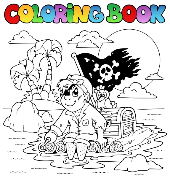 Coloring book with pirate topic 2 — Stock Vector