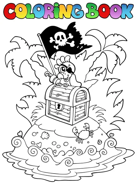 Coloring book with pirate topic 3 — Stock Vector