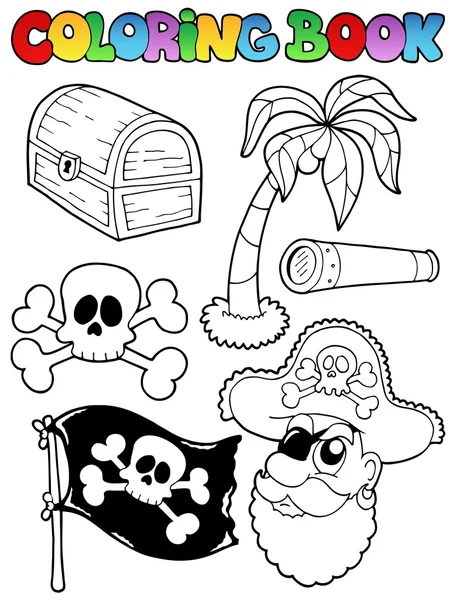 Coloring book with pirate topic 7 — Stock Vector