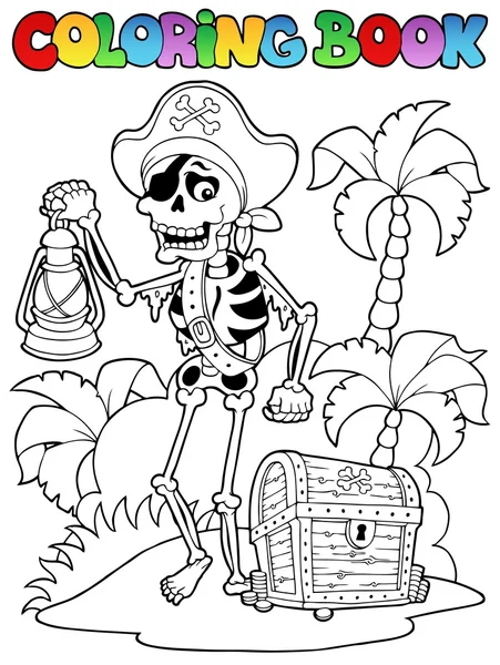 海賊トピック 8 が付いている本を着色 — ストックベクタ