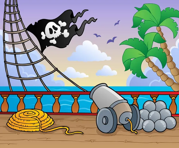 Bateau pirate pont thème 1 — Image vectorielle