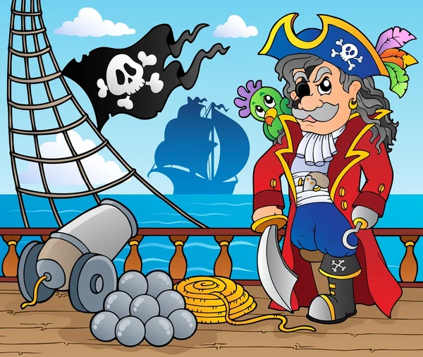 Пиратский корабль палуба тема 3 — стоковый вектор