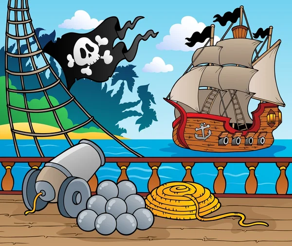 Pirate schip dek thema 4 — Stockvector