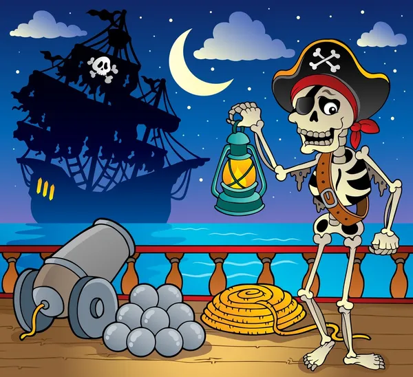 Pirate schip dek thema 7 — Stockvector