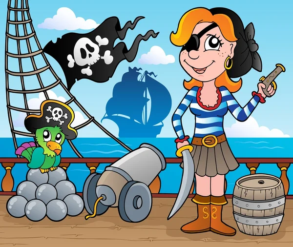 Pirate schip dek thema 8 — Stockvector