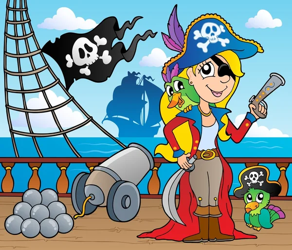 stock vector Pirate ship deck theme 9