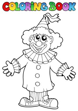 Coloring book with happy clown 9 clipart