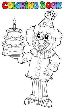 Coloring book with happy clown 3 clipart